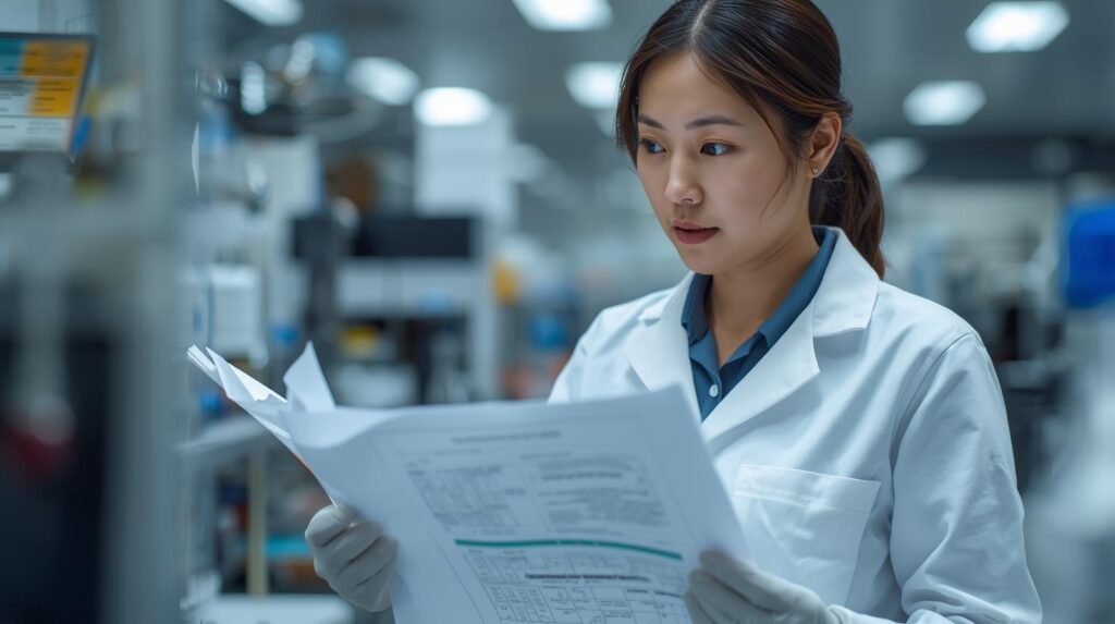 regulatory documents_pharmaceutical research_scientist reviewing reports